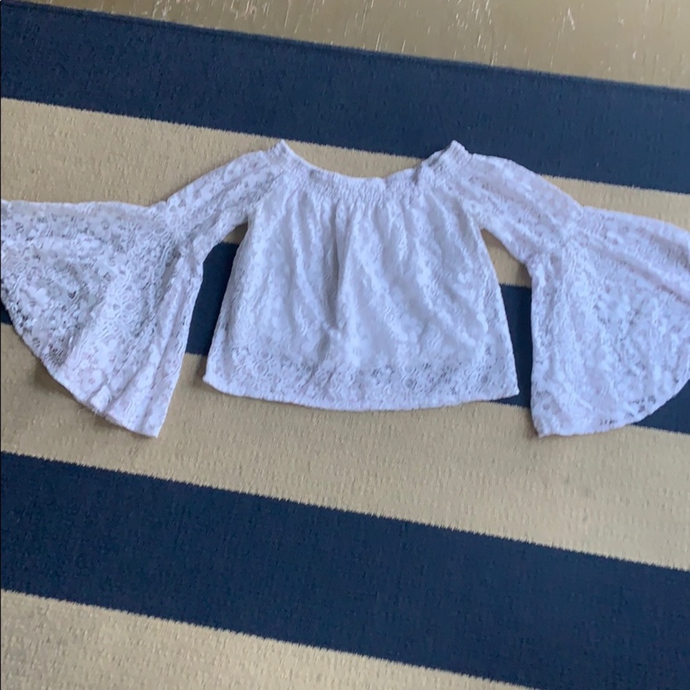 Hollister white lace bell sleeve off the shoulder